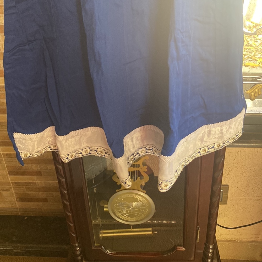 Royal blue embroidered A-line kurti - Picture 6 of 7